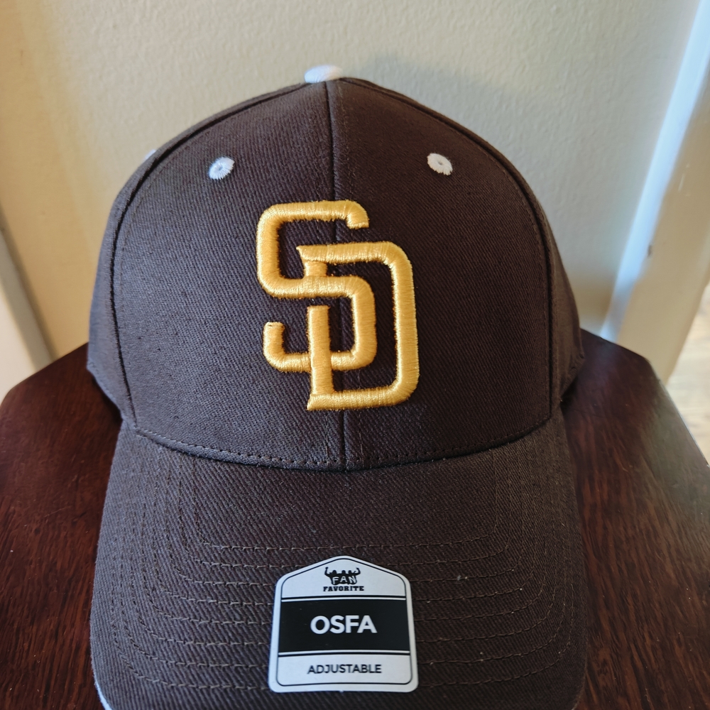 MLB Official San Diego SD Padres Hat One Size Fits All Brown W/ Gold Letters NEW